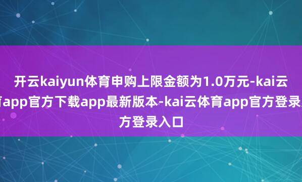开云kaiyun体育申购上限金额为1.0万元-kai云体育app官方下载app最新版本-kai云体育app官方登录入口